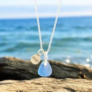 Ръчно изработено бижу Щастие | Сребърно колие за късмет с морско стъкло | Crea Gifts | Ръчно изработени подаръци | Ръчно изработени бижута