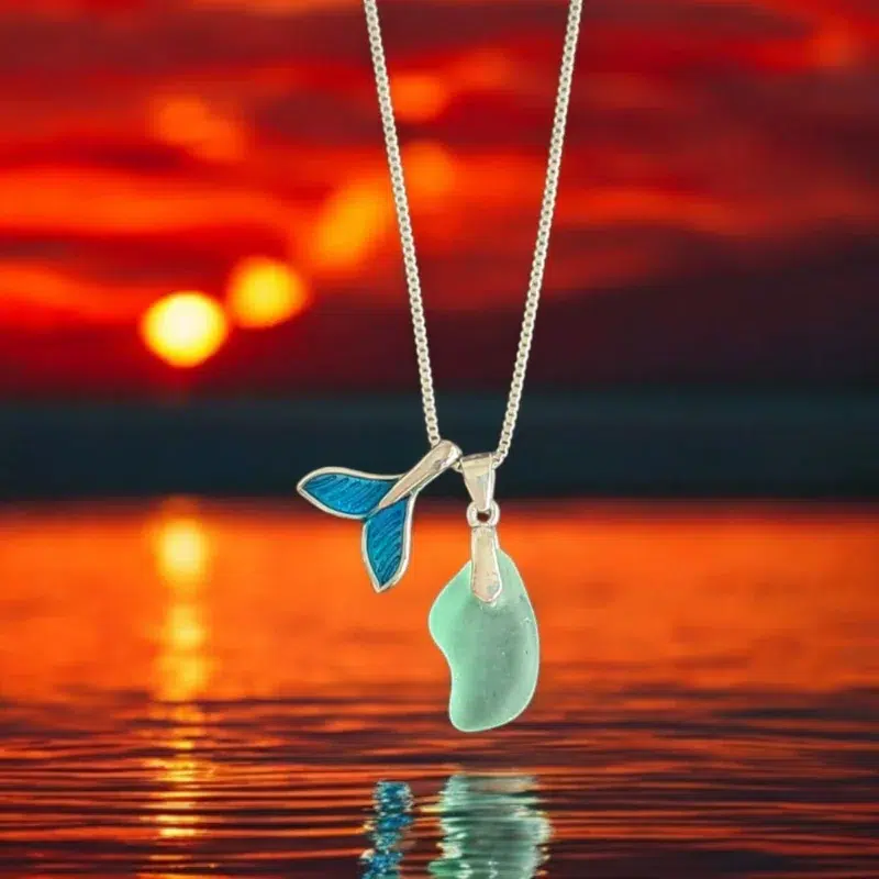 Уникално ръчно изработено колие с морско стъкло | Сребърно бижу море | Crea Gifts | Ръчно изработени бижута | Ръчно изработени подаръци