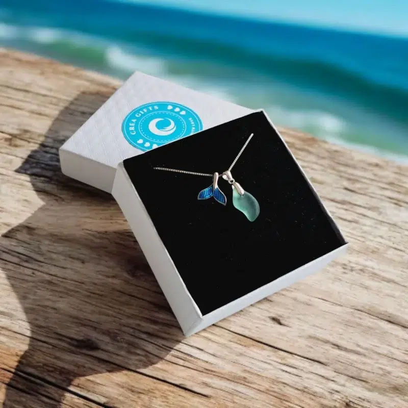 Уникално ръчно изработено колие с морско стъкло | Сребърно бижу море | Crea Gifts | Ръчно изработени бижута | Ръчно изработени подаръци