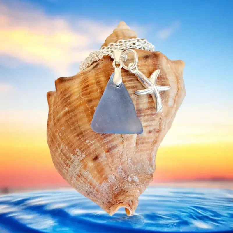 Ръчно изработено бижу | Уникално сребърно колие с морско стъкло | Crea Gifts Art | Ръчно изработени бижута | Ръчно изработени подаръци