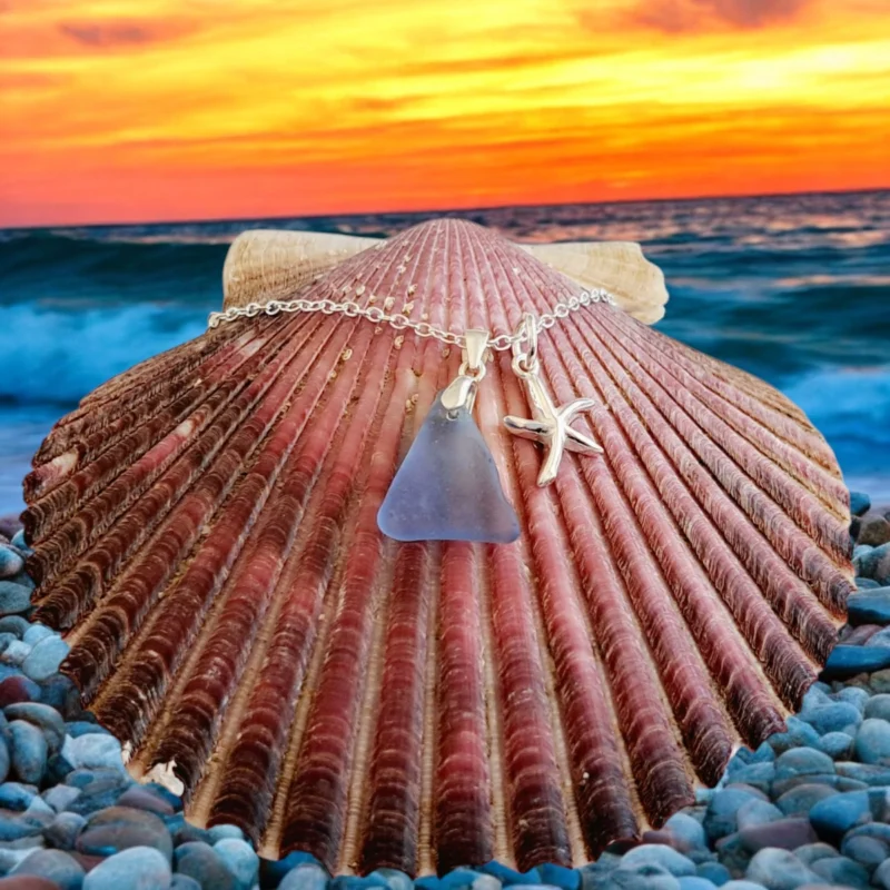 Ръчно изработено бижу | Уникално сребърно колие с морско стъкло | Crea Gifts Art | Ръчно изработени бижута | Ръчно изработени подаръци