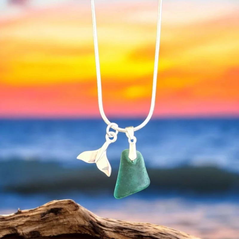 Уникално сребърно колие с морско стъкло | Ръчно изработено бижу | Crea Gifts Art | Ръчно изработени бижута | Ръчно изработени подаръци