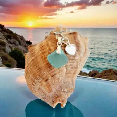 Уникално сребърно бижу море и любов | Ръчно изработено колие с морско стъкло | Crea Gifts Art | Ръчно изработени бижута | Ръчно изработени подаръци