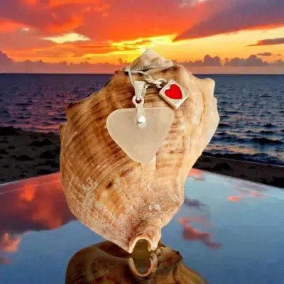 Ръчно изработено бижу Сърца | Уникално сребърно колие с морско стъкло | Crea Gifts Art | Ръчно изработени подаръци | Ръчно изработени бижута