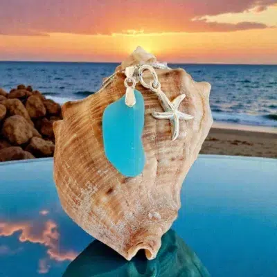 Ръчно изработено бижу | Уникално сребърно колие с морско стъкло | Crea Gifts Art | Ръчно изработени бижута | Ръчно изработени подаръци