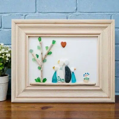 Ръчно изработен подарък за семейство от 4-ма - Картина Мама, татко и 2 деца | Crea Gifts Art | Ръчно изработени подаръци за семейство